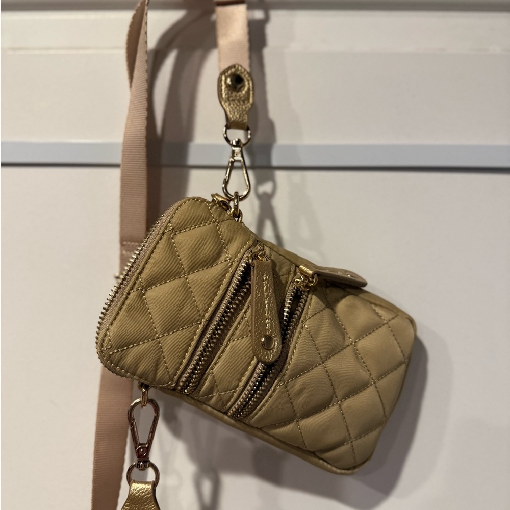 Chico's Quilted Mini Crossbody in Tan